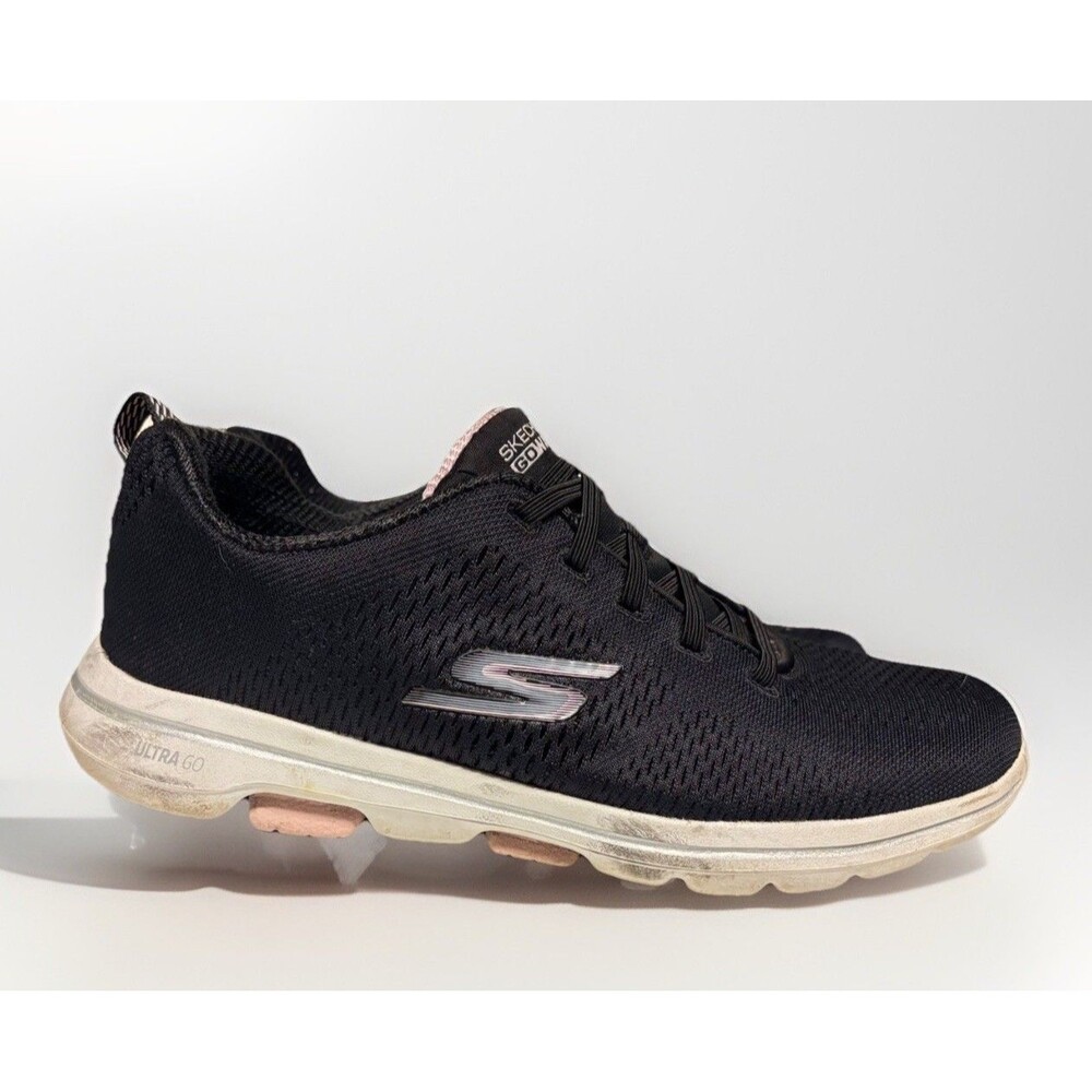 Skechers Black/Light Pink Go Walk 5 Lake Views Womens Lace Up Size 9